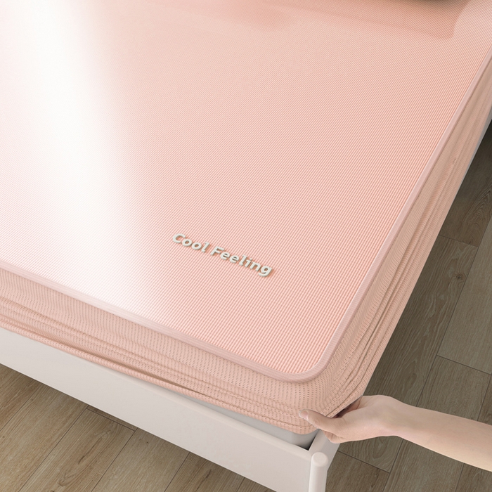 91家纺网 家纺一手货源 找家纺 2025新款云母冰川凉席床笠 云母冰川-粉（床笠）