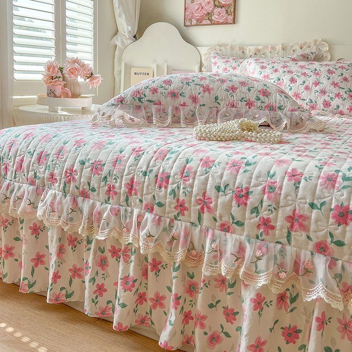 91家纺网 家纺一手货源 找家纺 网红馆 2025新款水洗棉印花床盖四件套 露丝小姐