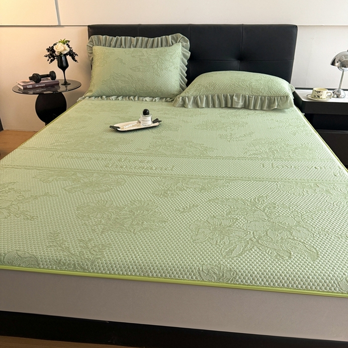 91家纺网 家纺一手货源 找家纺 2025新款凉感冰豆豆凉席床笠凉席席子-花之恋系列凉豆豆床笠花之恋系列 花之恋-绿色