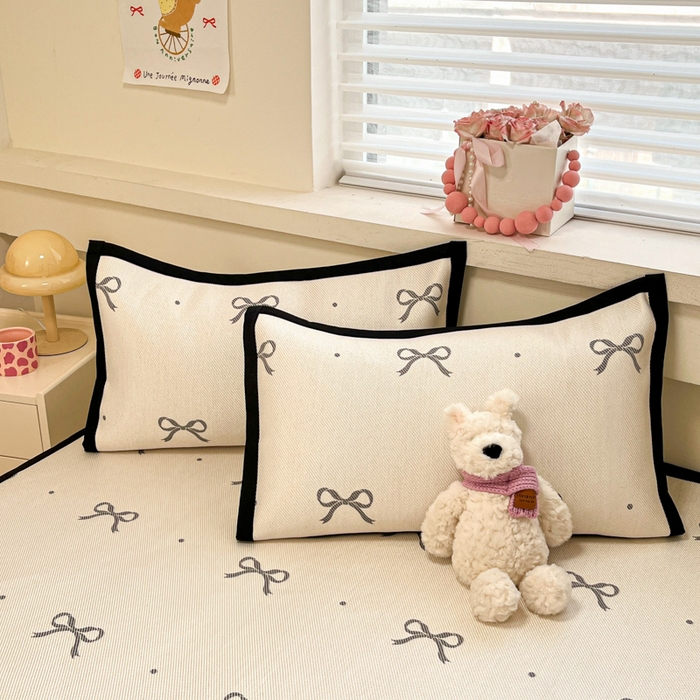 91家纺网 家纺一手货源 找家纺 慕澄家纺 2025新款小清新印花真冰藤系列凉席床席款 床席-波点蝴蝶结