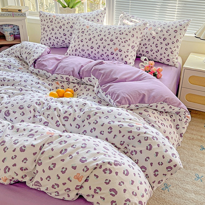 91家纺网 家纺一手货源 找家纺 2025水洗棉双层纱简约风ins风小碎花被套床单款床笠款三四件套-单被套 么么哒