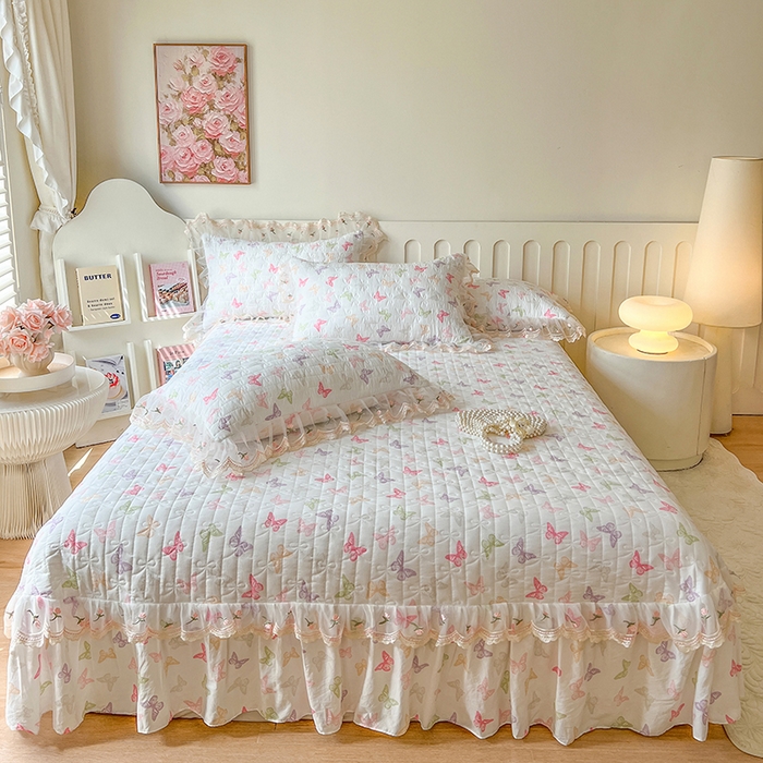 91家纺网 家纺一手货源 找家纺 网红馆 2025新款水洗棉印花床盖四件套 蝶之舞