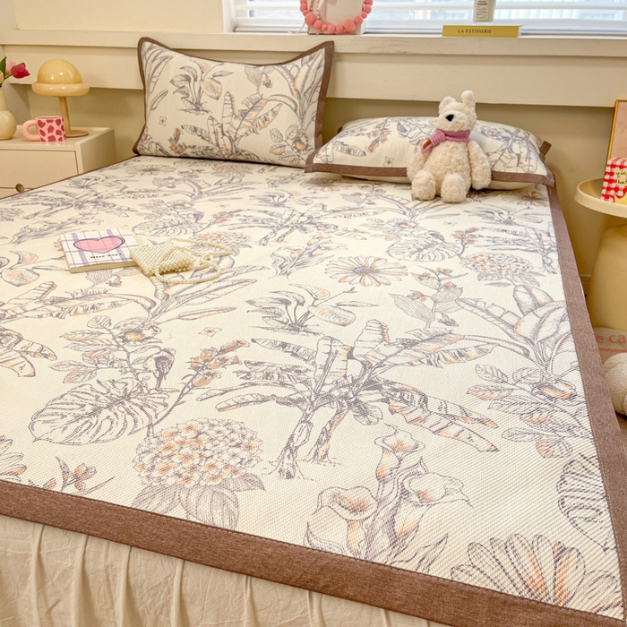 91家纺网 家纺一手货源 找家纺 慕澄家纺 2025新款小清新印花真冰藤系列凉席床席款 床席-丛林