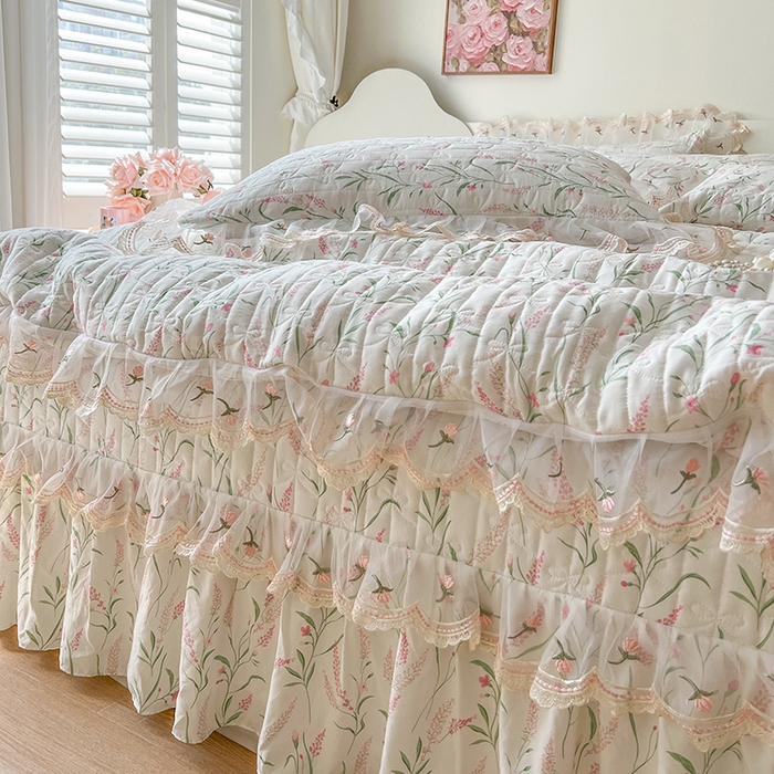 91家纺网 家纺一手货源 找家纺 网红馆 2025新款水洗棉印花床盖四件套 罗拉