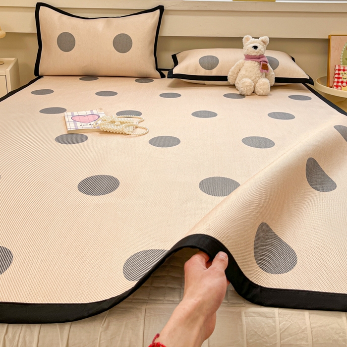 91家纺网 家纺一手货源 找家纺 慕澄家纺 2025新款小清新印花真冰藤系列凉席床席款 床席-圈圈