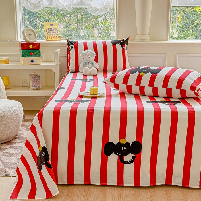 91家纺网 家纺一手货源 找家纺 2025新款全棉床单床笠 嘟嘟小象 床单款