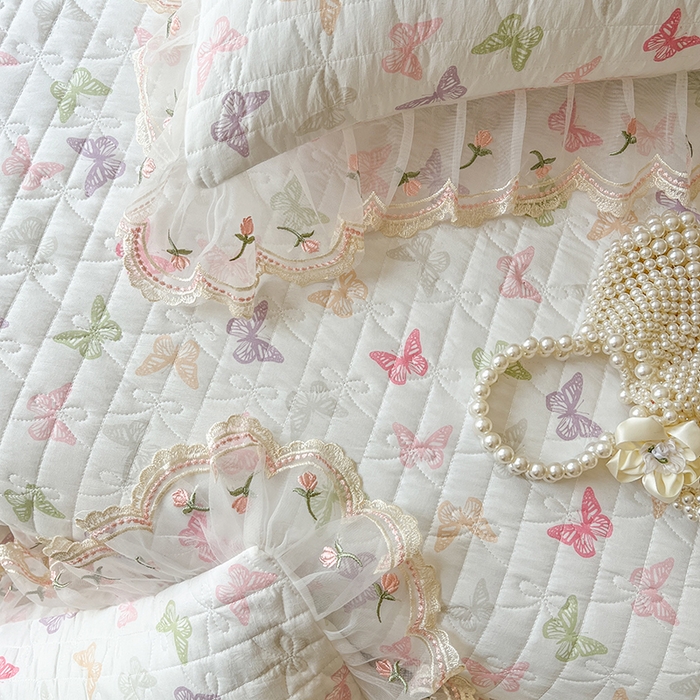 91家纺网 家纺一手货源 找家纺 网红馆 2025新款水洗棉印花床盖四件套 蝶之舞