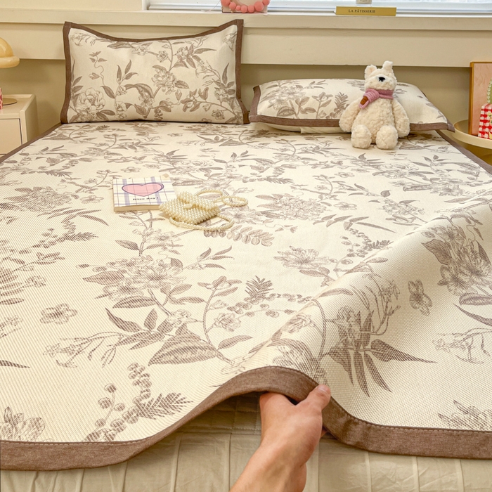 91家纺网 家纺一手货源 找家纺 慕澄家纺 2025新款小清新印花真冰藤系列凉席床席款 床席-树屿