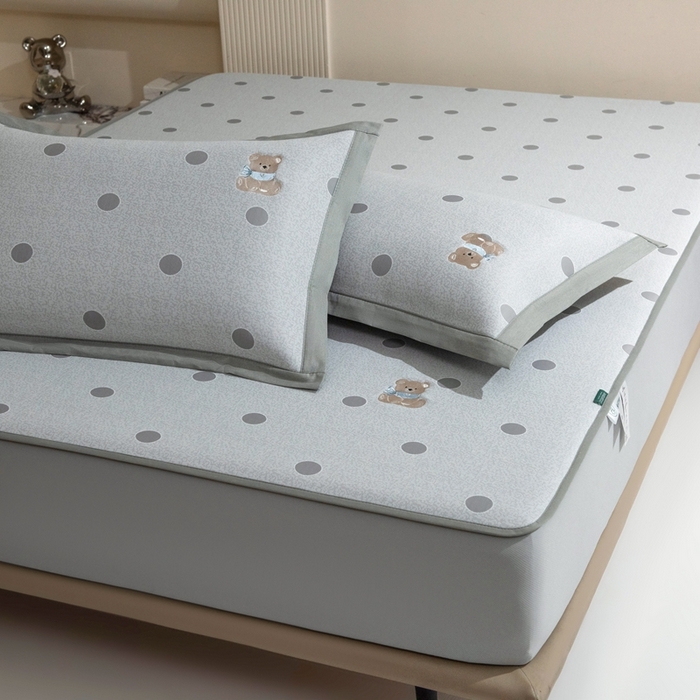 91家纺网 家纺一手货源 找家纺 席世家  2025新款绣花凉感床笠（控价198 218） 格子熊猫