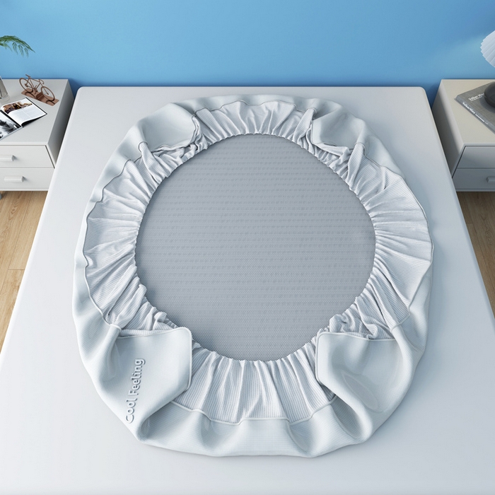 91家纺网 家纺一手货源 找家纺 2025新款云母冰川凉席床笠 云母冰川-灰（床笠）