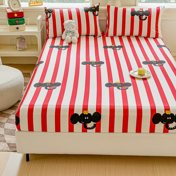 91家纺网 家纺一手货源 找家纺 2025新款全棉床单床笠 嘟嘟小象 床笠款