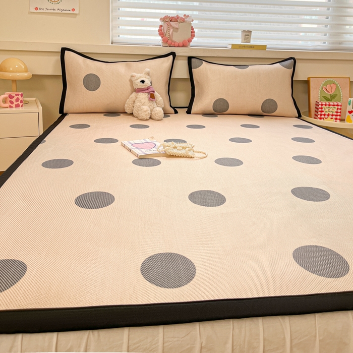 91家纺网 家纺一手货源 找家纺 慕澄家纺 2025新款小清新印花真冰藤系列凉席床席款 床席-圈圈