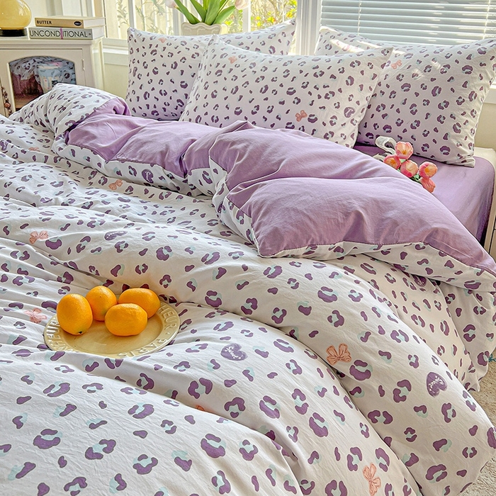 91家纺网 家纺一手货源 找家纺 2025水洗棉双层纱简约风ins风小碎花被套床单款床笠款三四件套-单被套 么么哒