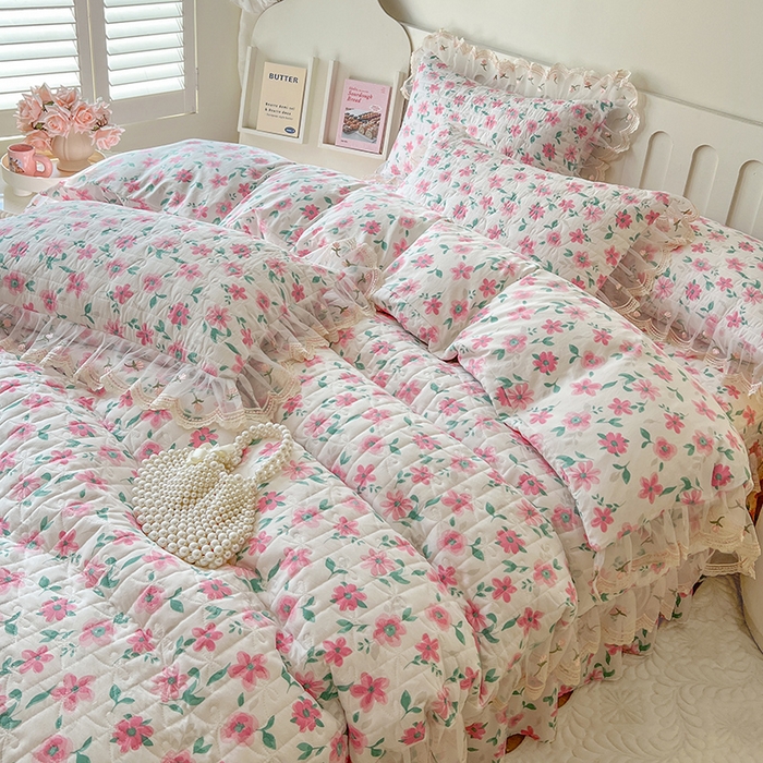 91家纺网 家纺一手货源 找家纺 网红馆 2025新款水洗棉印花床盖四件套 露丝小姐