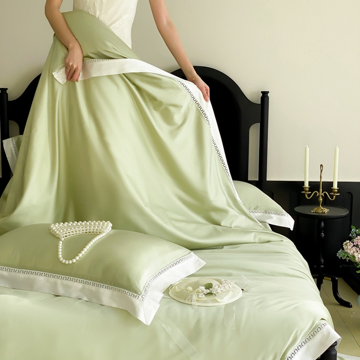 91家纺网 家纺一手货源 找家纺 云栖家居 2025天丝棉镂空四件套-观夏 观夏-绿