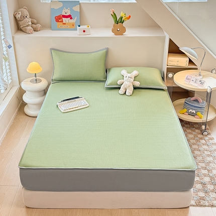 金盛纺 2025新款冰豆豆凉席-床笠款 华夫格-绿