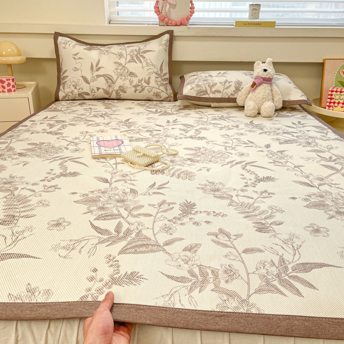 91家纺网 家纺一手货源 找家纺 慕澄家纺 2025新款小清新印花真冰藤系列凉席床席款 床席-树屿