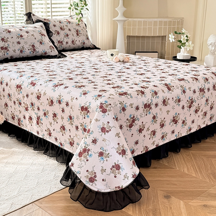 91家纺网 家纺一手货源 找家纺 大麦家纺 2025新款碳光冰丝软凉席夏被四件套 春风细叶