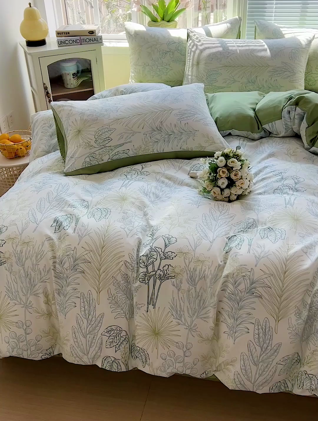 91家纺网 家纺一手货源 找家纺 2025水洗棉双层纱简约风ins风小碎花被套床单款床笠款三四件套-单被套 春晓