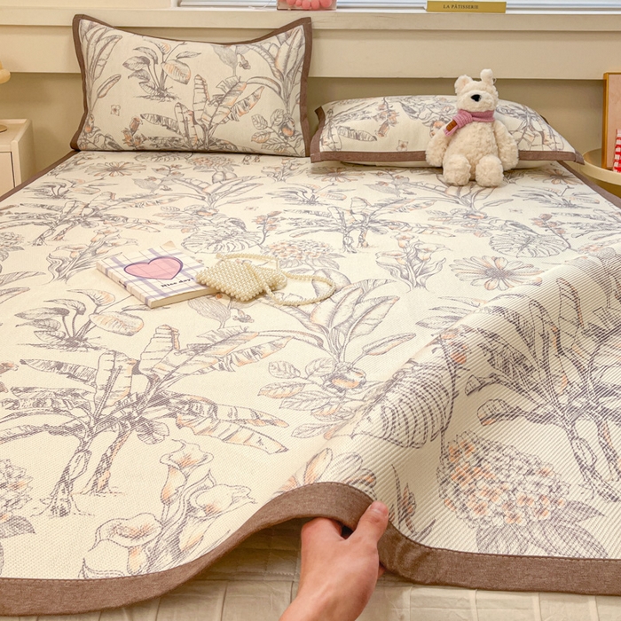 91家纺网 家纺一手货源 找家纺 慕澄家纺 2025新款小清新印花真冰藤系列凉席床席款 床席-丛林