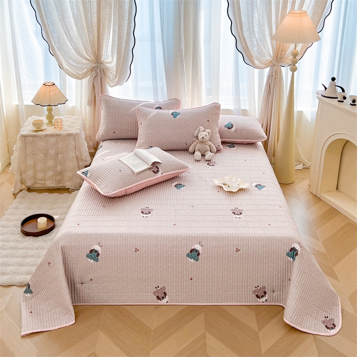 91家纺网 家纺一手货源 找家纺 恒爱 2025新款全棉印花单床盖 安哥拉公主-豆沙