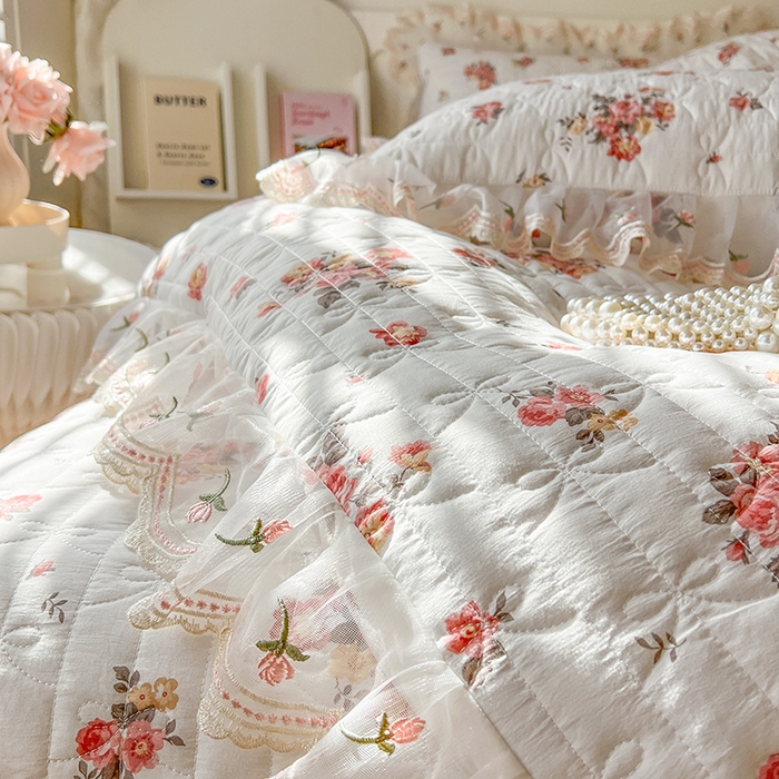 91家纺网 家纺一手货源 找家纺 网红馆 2025新款水洗棉印花床盖四件套 繁花似锦