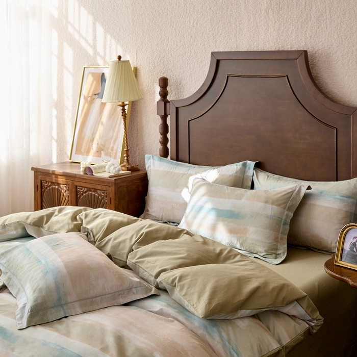 91家纺网 家纺一手货源 找家纺 由丽家纺 2025新款柔棉数码印花四件套系列 西琳绿