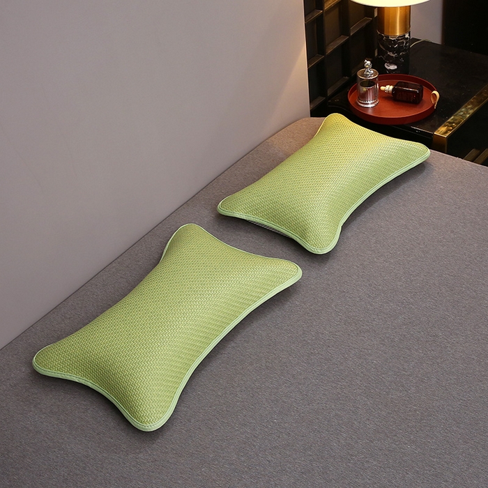 91家纺网 家纺一手货源 找家纺 2025新款纯色冰藤全荞麦枕夏凉凉感枕芯冰丝冰藤枕头 纯色冰藤全荞麦枕-嫩绿35*55cm