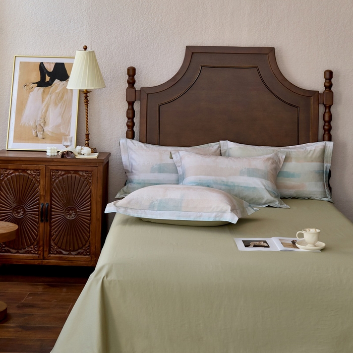 91家纺网 家纺一手货源 找家纺 由丽家纺 2025新款柔棉数码印花四件套系列 西琳绿