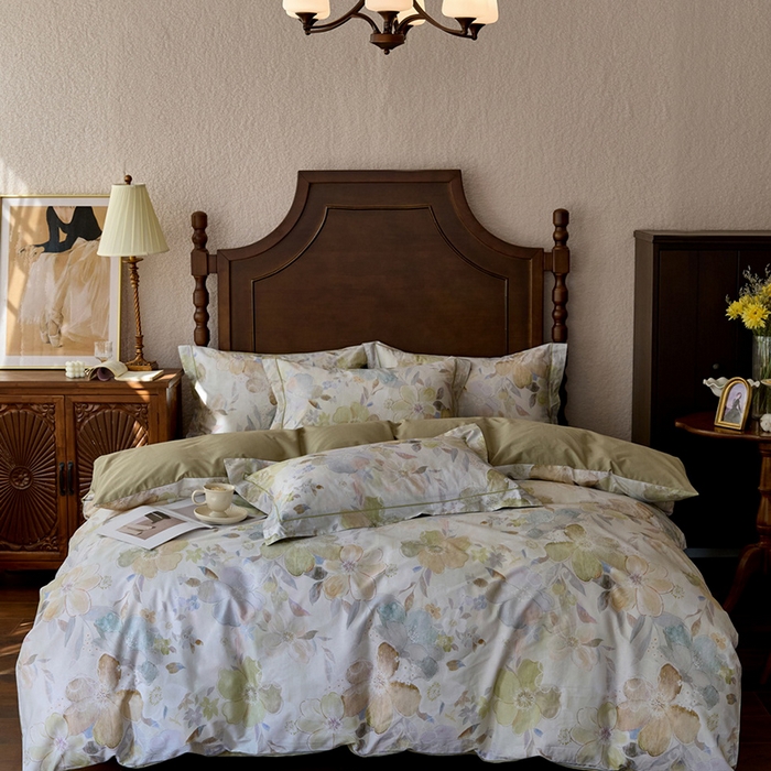 91家纺网 家纺一手货源 找家纺 由丽家纺 2025新款柔棉数码印花四件套系列 椿沐