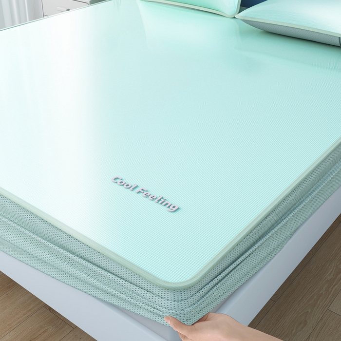 91家纺网 家纺一手货源 找家纺 2025新款云母冰川凉席床笠 云母冰川-绿（床笠）