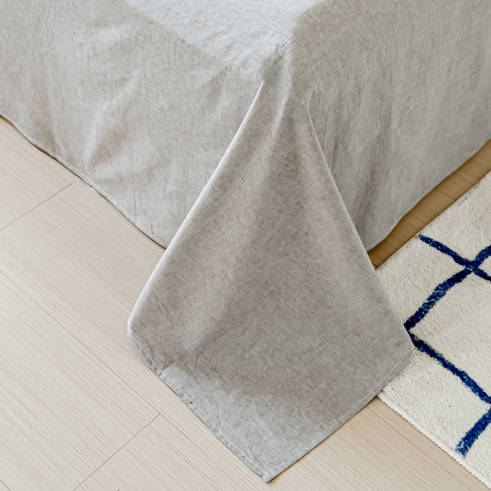 91家纺网 家纺一手货源 找家纺 2025新款全棉色织水洗棉床单床笠 青灰 床单款