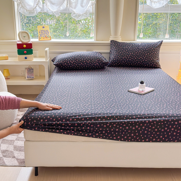 91家纺网 家纺一手货源 找家纺 2025新款全棉床单床笠 繁花 床笠款