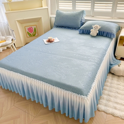 91家纺网 家纺一手货源 找家纺 （总）2025新款冰豆豆凉感床裙凉席席子-花之恋系列冰豆豆床裙凉席-花之恋系列