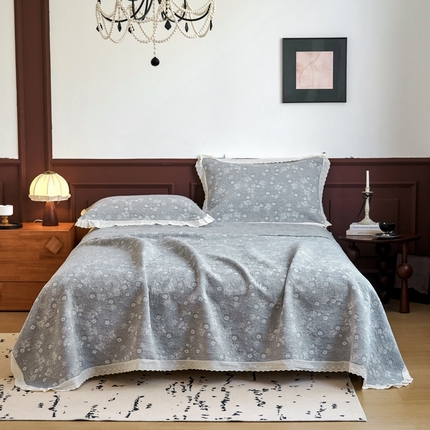 （总）棠薇家纺2025新款花边款全棉三层细纱色织提花毛巾被夏被空调被毛巾毯