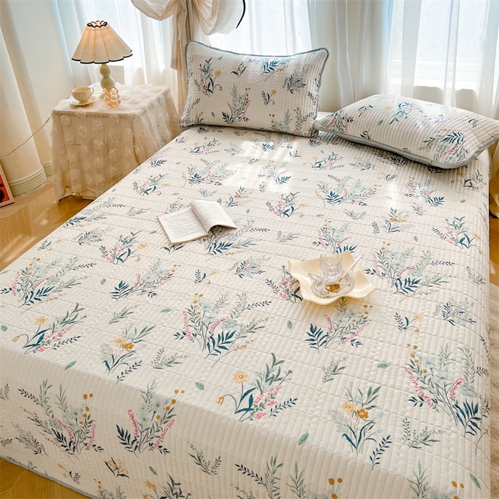 91家纺网 家纺一手货源 找家纺 恒爱 2025新款全棉印花单床盖 孔雀草