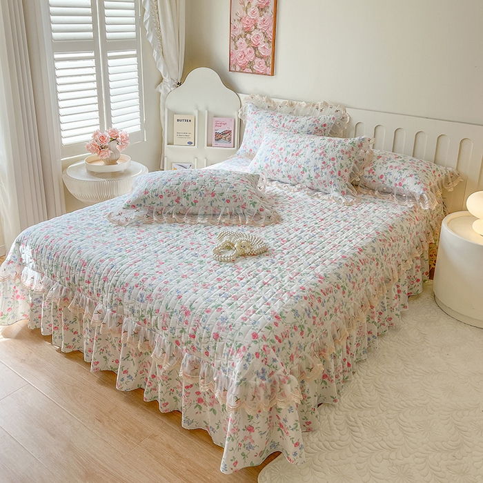 91家纺网 家纺一手货源 找家纺 网红馆 2025新款水洗棉印花床盖四件套 春不晚