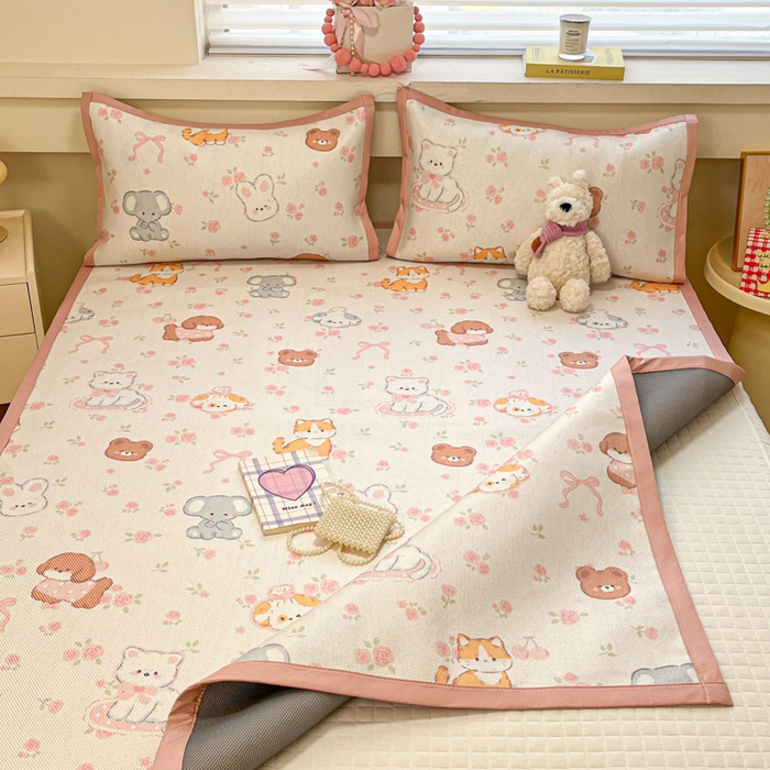 91家纺网 家纺一手货源 找家纺 （总）慕澄家纺 2025新款小清新印花真冰藤系列凉席床席款