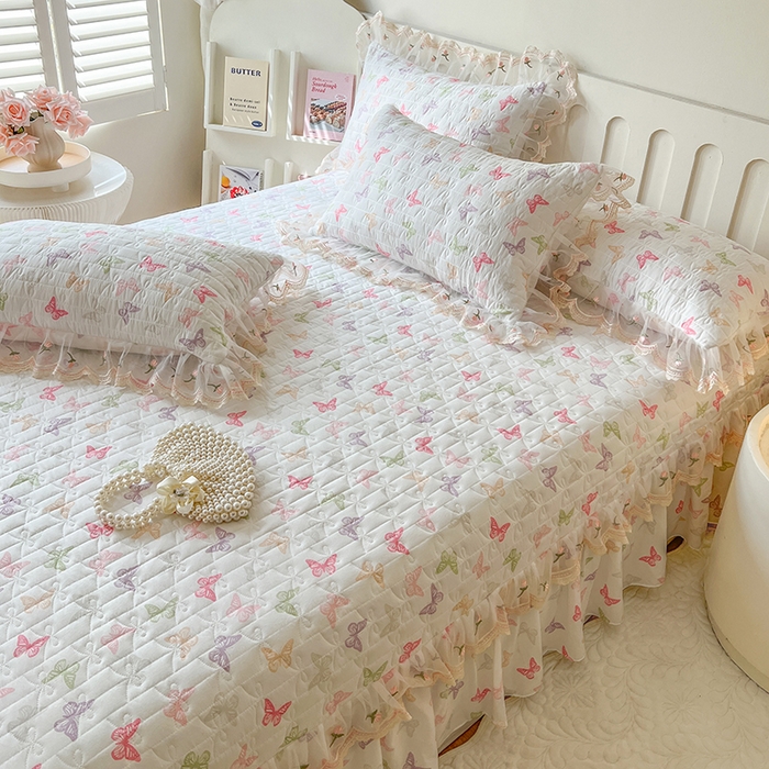 91家纺网 家纺一手货源 找家纺 网红馆 2025新款水洗棉印花床盖四件套 蝶之舞