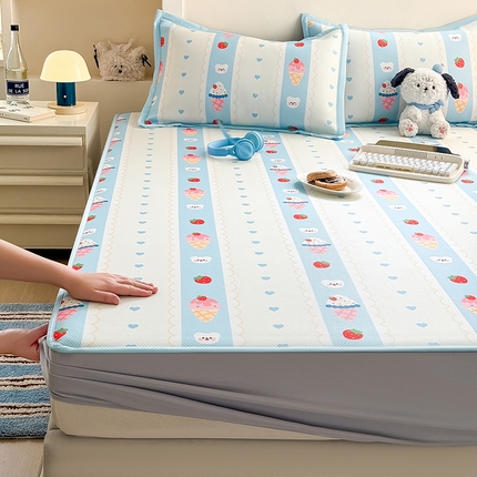 91家纺网 家纺一手货源 找家纺 （总）懒猫家纺 2025新款凉感斜纹床席款床笠款凉席-床笠款