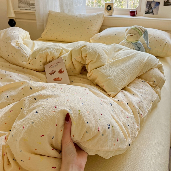 91家纺网 家纺一手货源 找家纺 （总）仟网汇 2025新款云感皱皱纱简单款四件套