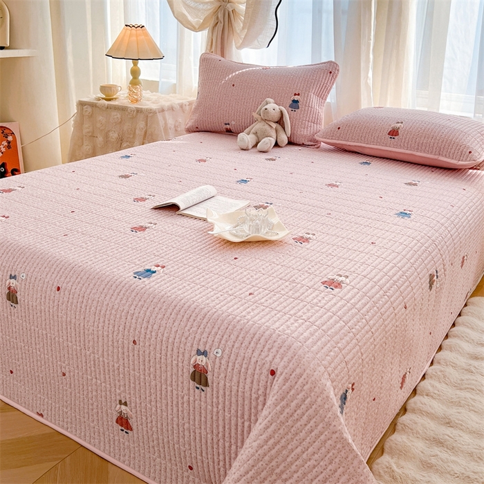 91家纺网 家纺一手货源 找家纺 恒爱 2025新款全棉印花单床盖 公主兔-豆沙