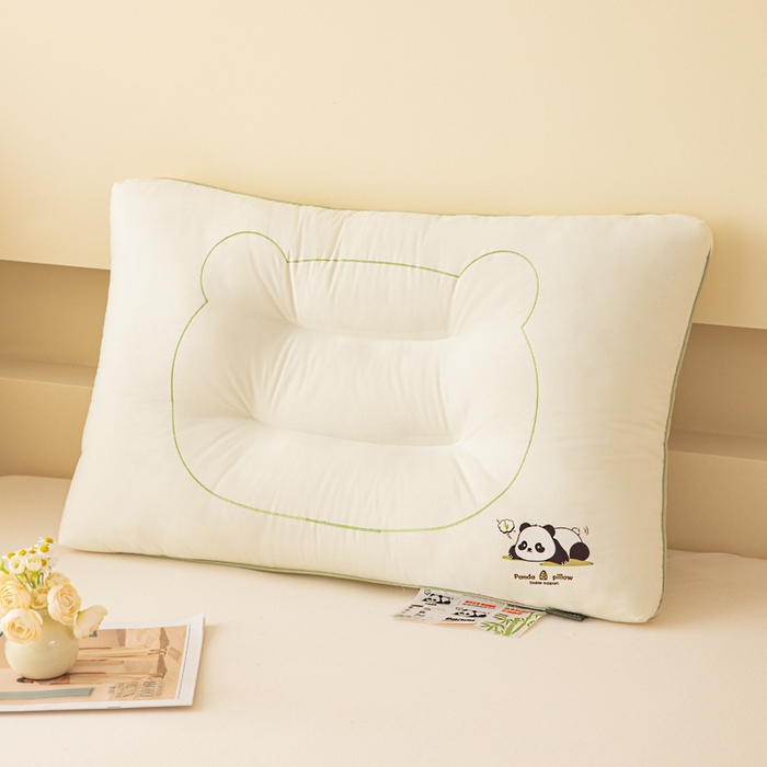 91家纺网 家纺一手货源 找家纺 （总）2025新款Q萌熊猫A类全棉亲子定型护颈枕芯儿童学生成人家用枕头