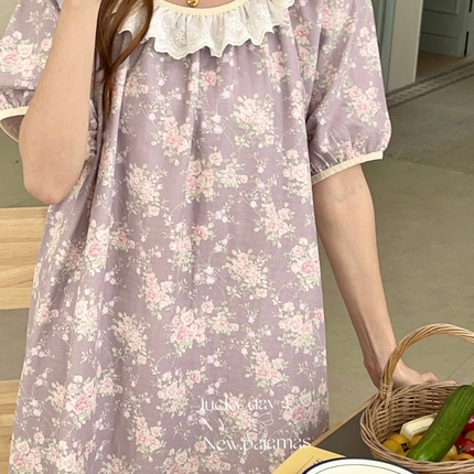 91家纺网 家纺一手货源 找家纺 （总）2025新款有氧纱蕾丝短袖裙