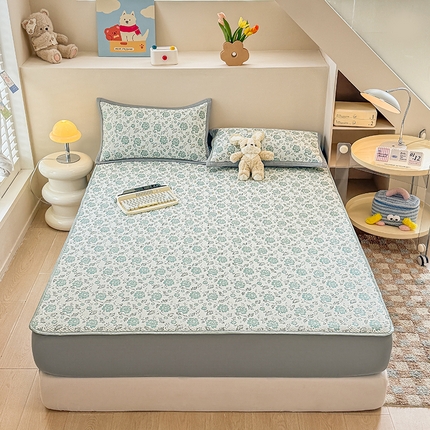 金盛纺 2025新款冰豆豆凉席-床笠款 花期-绿