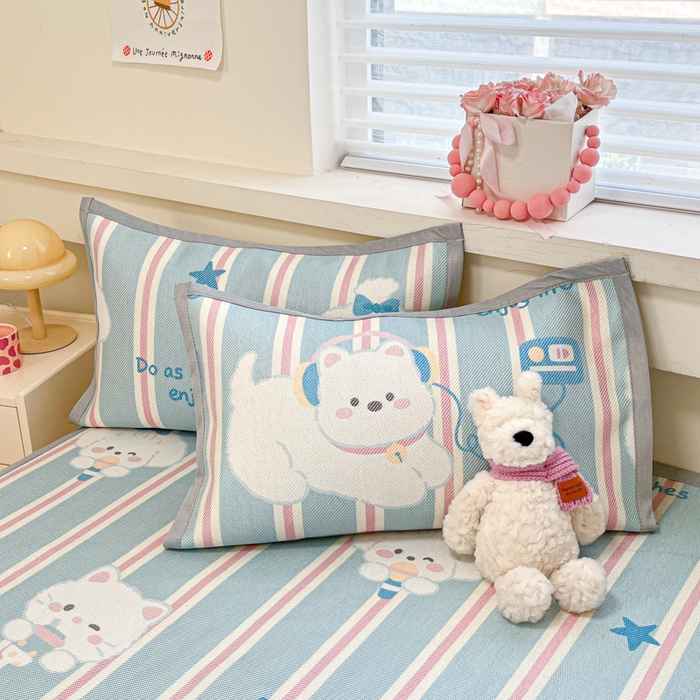 91家纺网 家纺一手货源 找家纺 慕澄家纺 2025新款小清新印花真冰藤系列凉席床席款 床席-元气崽崽