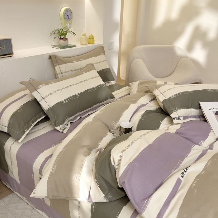 91家纺网 家纺一手货源 找家纺 优品阁 2024新款全棉磨毛四件套 畅想-灰