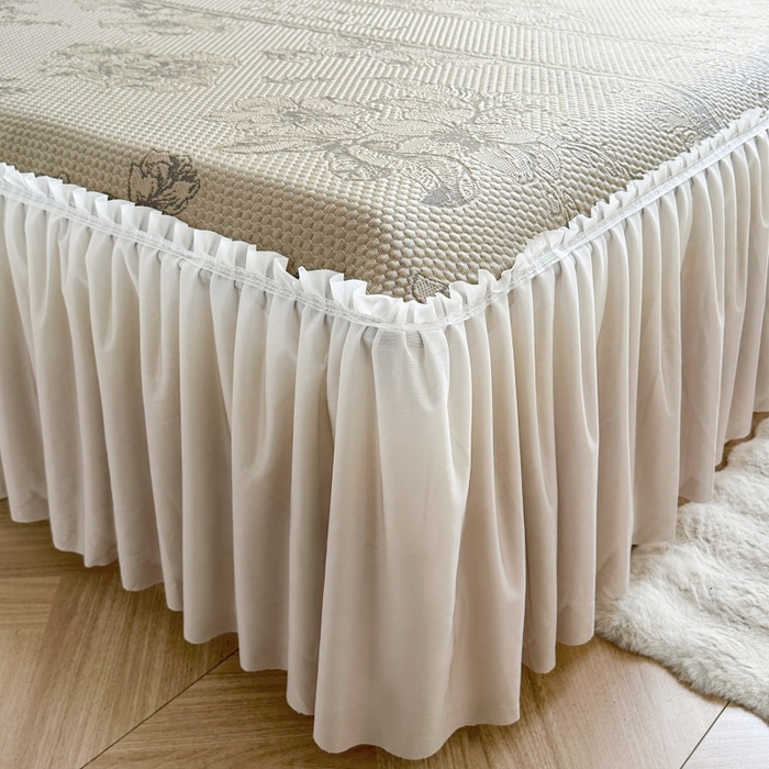 91家纺网 家纺一手货源 找家纺 2025新款冰豆豆凉感床裙凉席席子-花之恋系列冰豆豆床裙凉席-花之恋系列 花之恋-香槟金