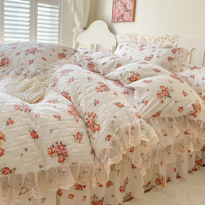 91家纺网 家纺一手货源 找家纺 网红馆 2025新款水洗棉印花床盖四件套 繁花似锦