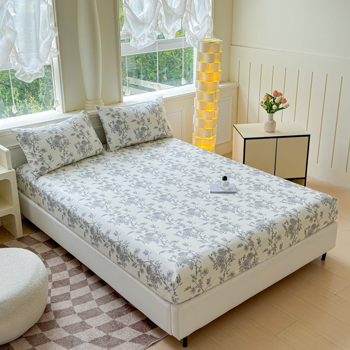 91家纺网 家纺一手货源 找家纺 2025新款全棉床单床笠 白茶 床笠款